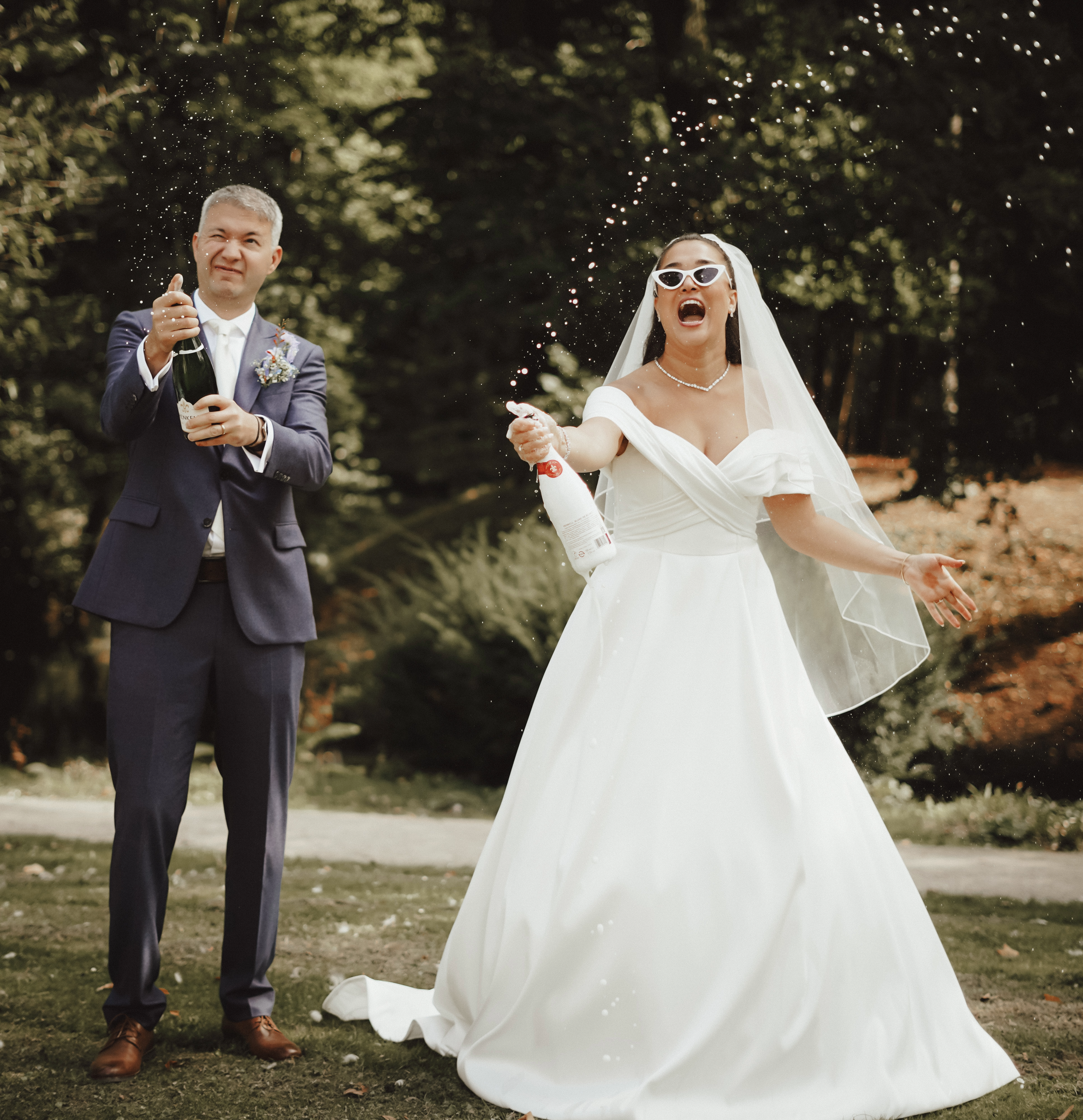 Church or non-denominational ceremony + champagne reception or similar